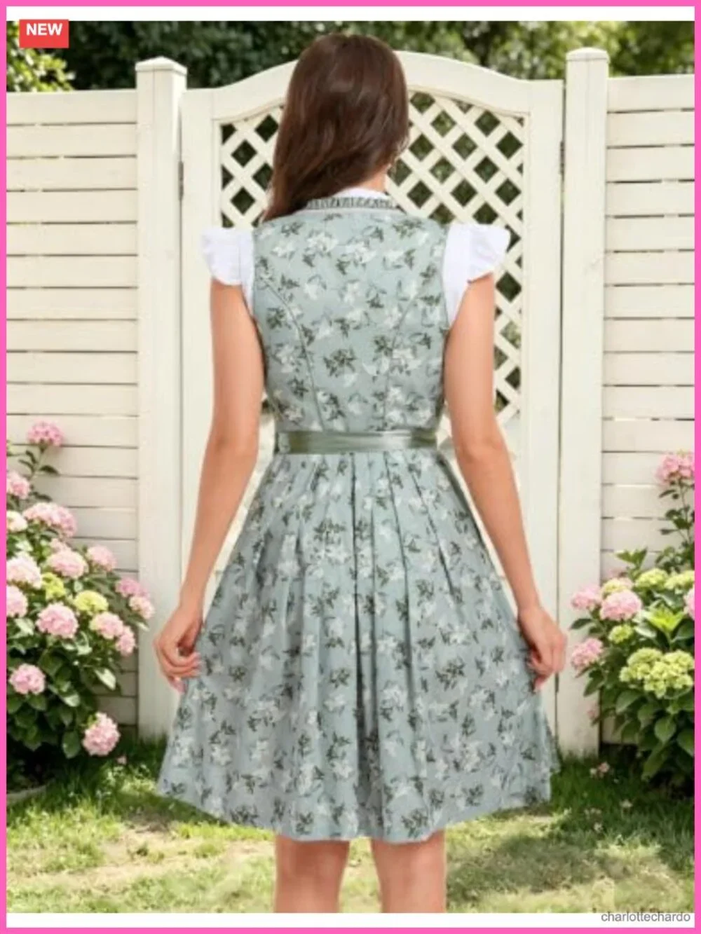 Women's Dirndl Dress 3pc Oktoberfest Costume with Lace-Up Corset